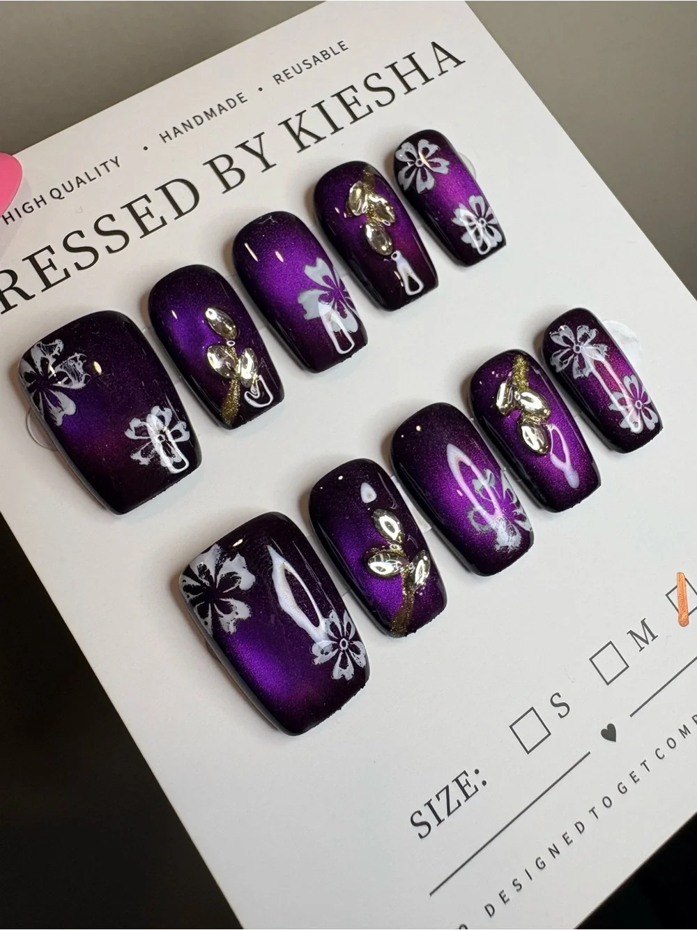 Purple Floral Press-On Nails